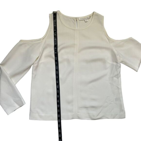 Veronica Beard White Knight Cold-Shoulder Blouse Women's Medium Sz 10 - Picture 9 of 11